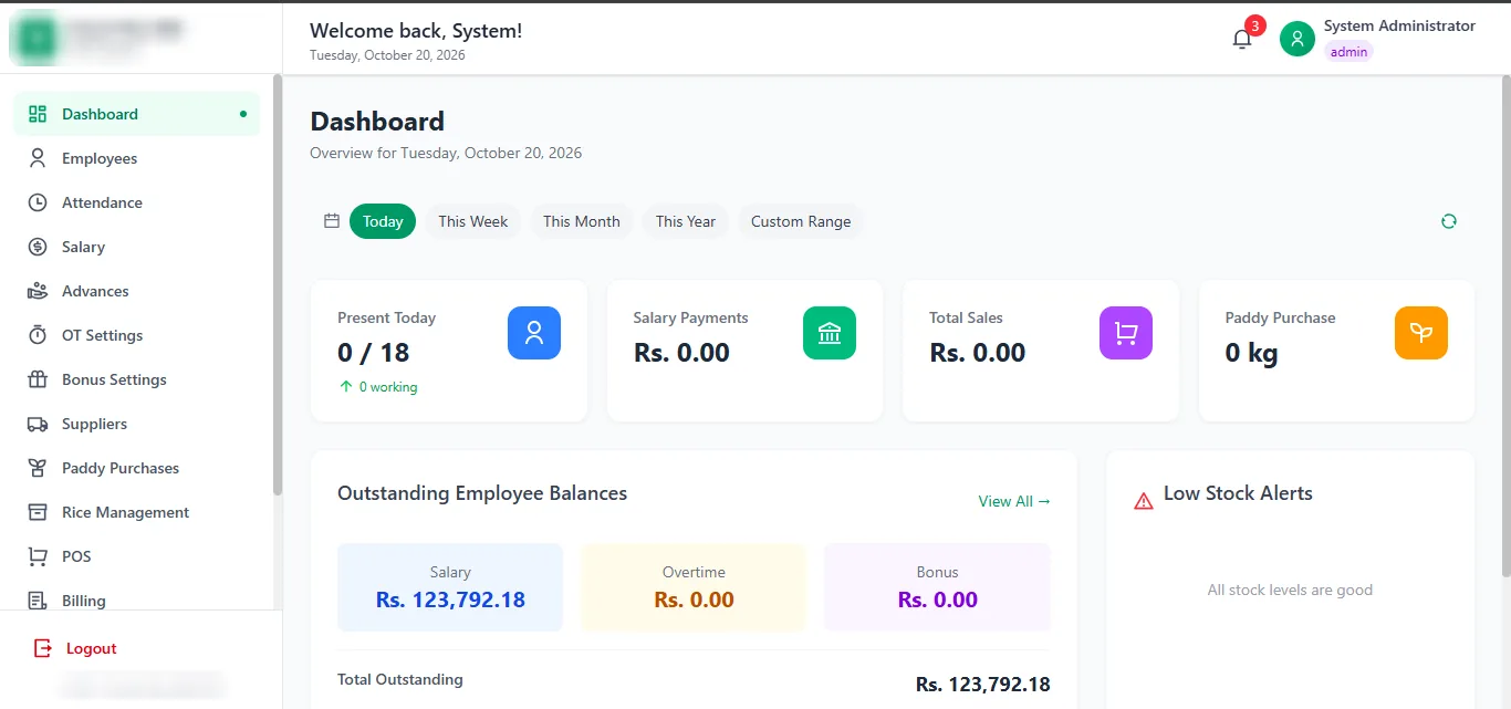 Rice Mill ERP – project by Thakshila Prasanna